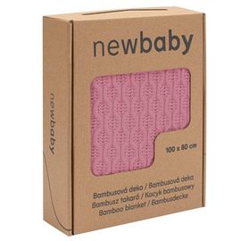 NEW BABY - Pătură tricotată din bambus cu model 100x80 cm pink