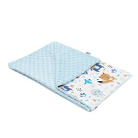 NEW BABY - Pătură pentru bebeluș în Minky Teddy Bears albastru 80x102 cm