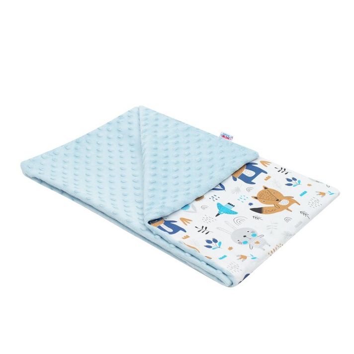 NEW BABY - Pătură pentru bebeluș în Minky Teddy Bears albastru 80x102 cm
