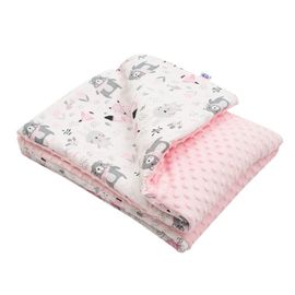 NEW BABY - Pătură pentru bebeluș din Minky cu umplutură Teddy Bears roz 80x102 cm