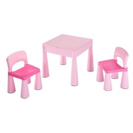 NEW BABY - Set scaun înalt pentru bebeluși și două scaune roz