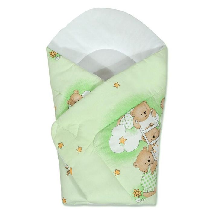 NEW BABY - Înfășurătoare pentru copii verde cu ursuleț de pluș