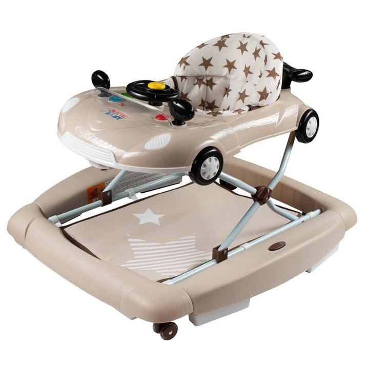 NEW BABY - Walker pentru bebeluși cu leagăn și roți din silicon Little Racing Car