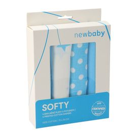 NEW BABY - Scutece din bumbac imprimat Softy din pânză 70 x 70 cm 4 buc turcoaz și alb