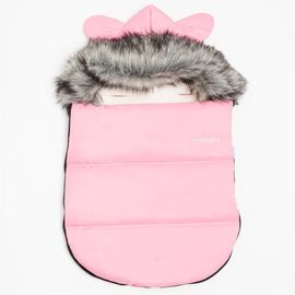 NEW BABY - Iarnă de lux sac de picioare cu glugă și urechi Alex Fleece pink