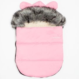 NEW BABY - Iarnă de lux sac de picioare cu glugă și urechi Alex Wool pink