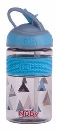 NUBY - Sticluță sport 2în1 cu pai greu pliabil, 360 ml, albastru, 3+, 3+.