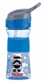 NUBY - Sticluță sport cu pai moale pliabil, 360 ml, albastru, 3+