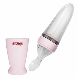 NUBY - Cupa de hrănire din silicon 90 ml 3m+ Roz