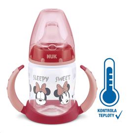 NUK - Biberon de învățare pentru copii Disney Mickey cu control al temperaturii 150 ml roșu