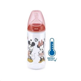 NUK - Biberon de învățare pentru copii Disney Mickey cu control al temperaturii 300 ml roșu