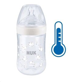 NUK - Biberon pentru sugari Nature Sense cu control al temperaturii 260 ml alb