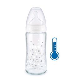 NUK - Biberon din sticlă First Choice cu control al temperaturii 240 ml alb