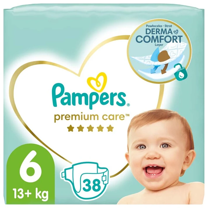 PAMPERS - Scutece de unică folosintă Premium Care 6 (13 kg+) 38 buc.