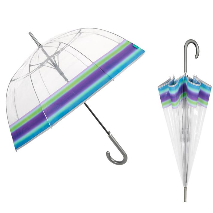 PERLETTI - Umbrelă automată femei COLOR BORDER Transparent / Violet, 26272