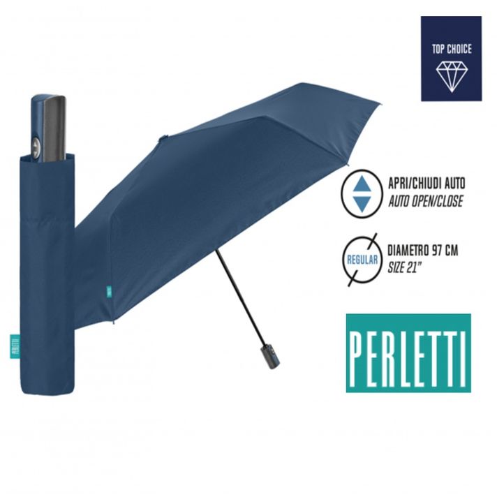 PERLETTI - Umbrelă pliabilă complet automată PROMOCIONALI / albastru închis, 96026-02