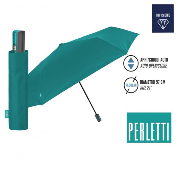 PERLETTI - Umbrelă pliabilă complet automată PROMOCIONALI / verde, 96026-03
