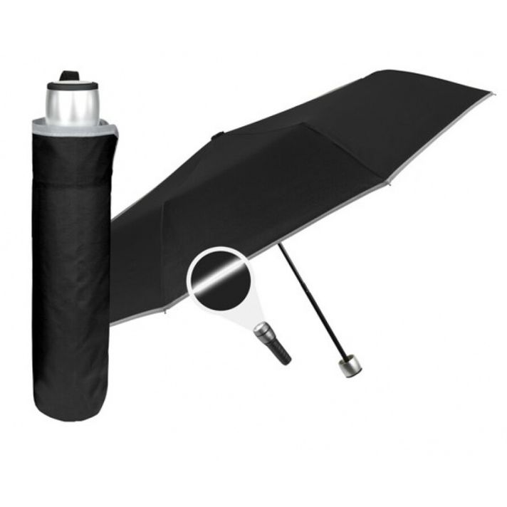 PERLETTI - Umbrelă reflectorizantă pliabilă PROMOCIONALI / negru, 96006-01