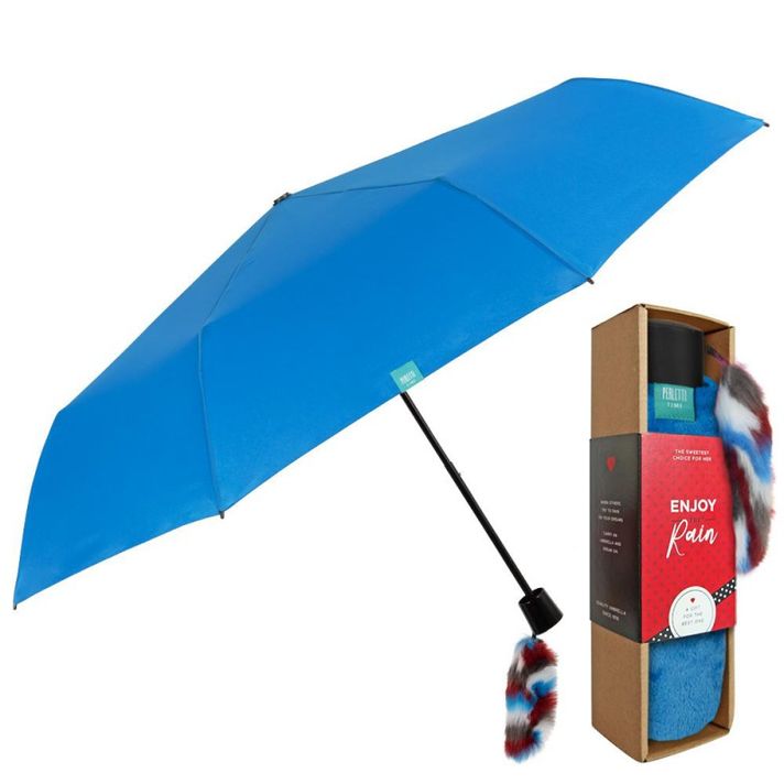PERLETTI - Umbrelă pliabilă cu decor LOVE / albastru, 26169