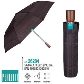 PERLETTI - Umbrelă automată bărbați Scottish / maro deschis, 26284