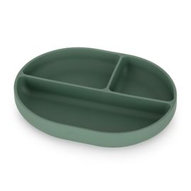 PETITE&MARS - Farfurie divizată ovală din silicon Take&Match Misty Green 6luni+