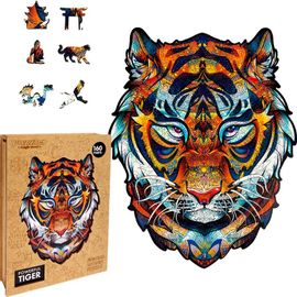 PUZZLER - Puzzle colorat din lemn - Tigru puternic