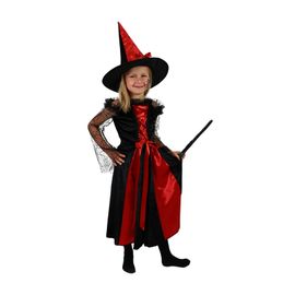 RAPPA - Costum de vrăjitoare pentru copii cu pălărie negru-roșu (M) e-packaging