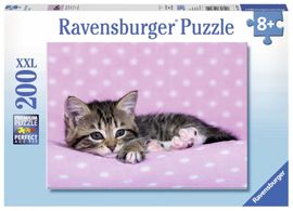 RAVENSBURGER - Pisicuță drăguță pe o pătură roz 200 piese