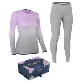 SPOKEY - FLORA Set lenjerie termică pentru femei - tricou și chiloți, gri-roșu, mărimea L/XL S/M