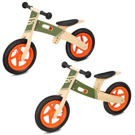 SPOKEY - WOOD RIDE DUO Bicicletă fara pedale din lemn 2 în 1 pentru copii, kaki
