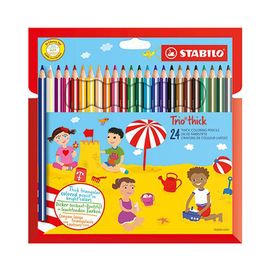 STABILO - Creioane colorate, triunghiulare, groase, Trio, 24 culori diferite