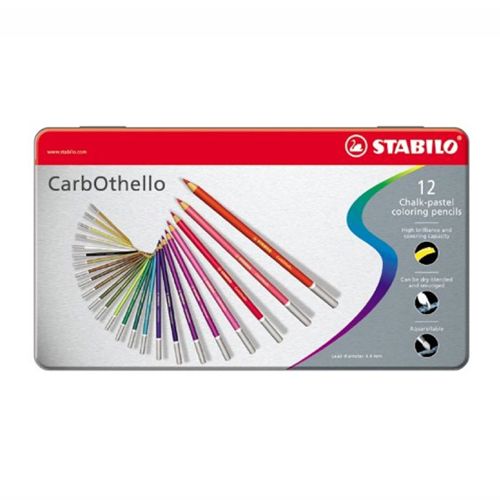 STABILO - CarbOthello creioane colorate - cretă pastelată cutie metalică 12 bucăți