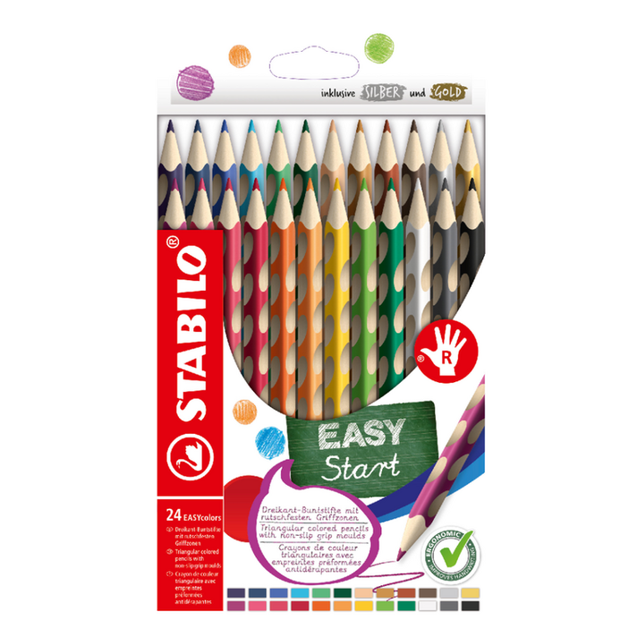 STABILO - Creioane EASYcolors pentru dreptaci - set 24 buc