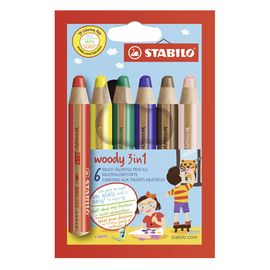 STABILO - Creioane colorate lemnoase 3 în 1 - creion, - 6 bucăți de culori diferite