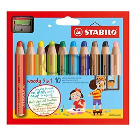 STABILO - Set de creioane woody 10 buc + răzătoare