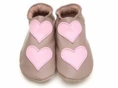 STARCHILD - Botine din piele - Lovehearts Taupe/Baby Pink - mărimea XL (18 - 24 luni)