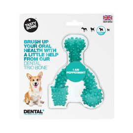 TASTY BONE - Os dentar trio din nylon pentru câini de talie extra mică - Peppermint