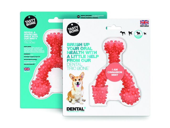 TASTY BONE - Trio dentar din nylon cub pentru câini de talie mică - Scorțișoară și mentă