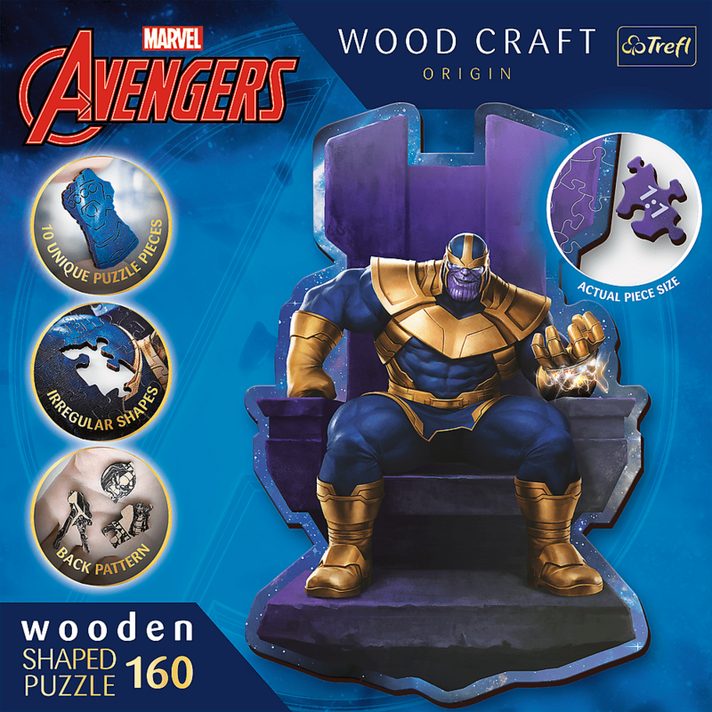TREFL -  Puzzle din lemn 160 piese - Thanos pe tron / Disney Marvel Heroes