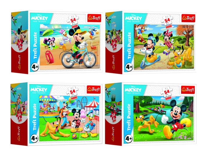 TREFL -  Mini puzzle 54 piese Mickey Mouse Disney/ Ziua cu prietenii 4 tipuri