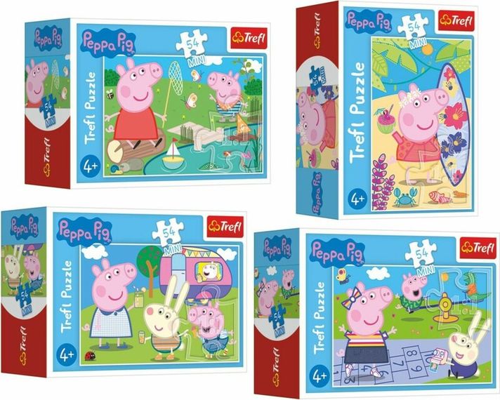 TREFL - Mini puzzle 54 piese Happy Day Peppa Pig/Peppa Pig, 4 tipuri