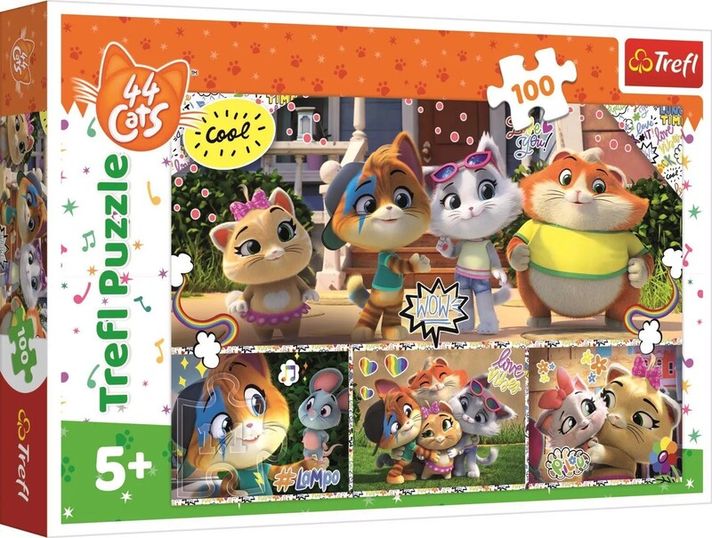 TREFL - Puzzle 100 - Echipa de prieteni mari / Rainbow 44 cats