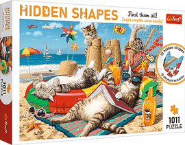 TREFL - Puzzle 1000 de forme ascunse - Pisici pe plajă