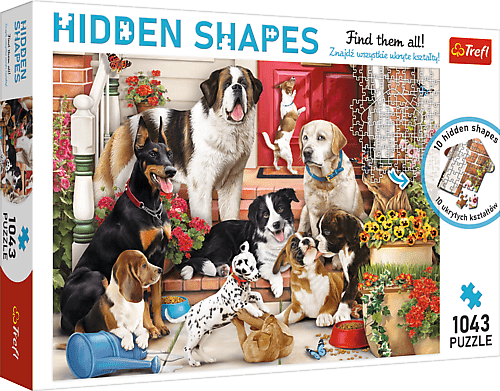 TREFL - Puzzle 1000 de forme ascunse - Câini pe verandă