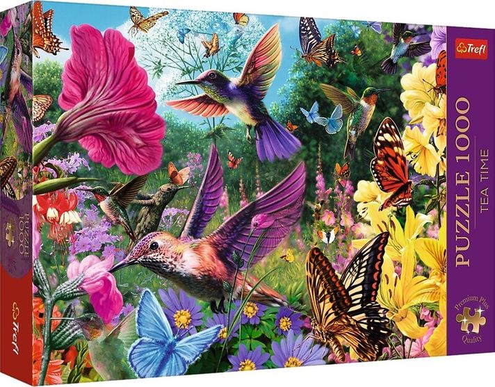 TREFL - Puzzle 1000 Premium Plus - Ora ceaiului: Grădina colibri