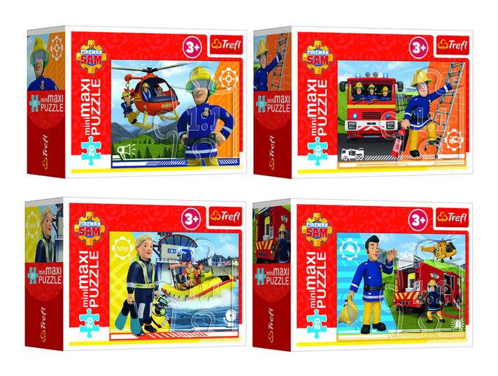 TREFL -  Puzzle 20 miniMAXI Heroic Fireman Sam, 4 tipuri