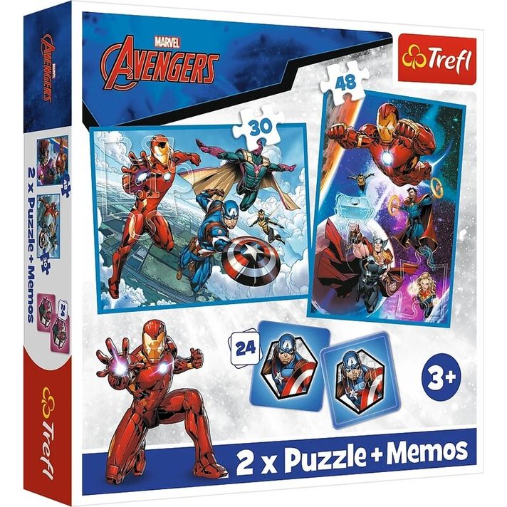 TREFL - Puzzle 2 în 1 + pexe - Eroi în acțiune / Disney Marvel The Avengers