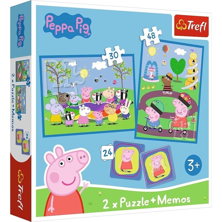 TREFL - Puzzle 2 în 1 + pexeso - Momente fericite cu Peppa Pig