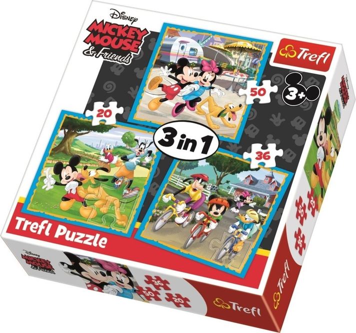 TREFL - Puzzle 3in1 Mickey Mouse cu prietenii Personaje Disney Standard
