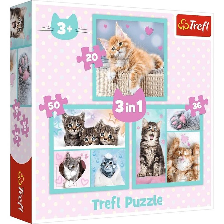 TREFL - Puzzle 3 în 1 - Animale de companie drăguțe / Trefl